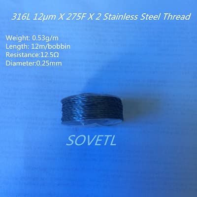 316L Stainless Steel Conductive Thread Bobbin For sewing